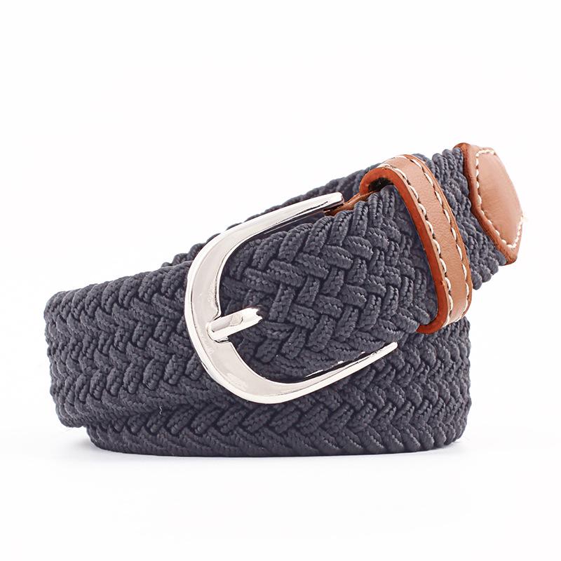 Unisex Youth Elastic Woven Canvas Leather Belt