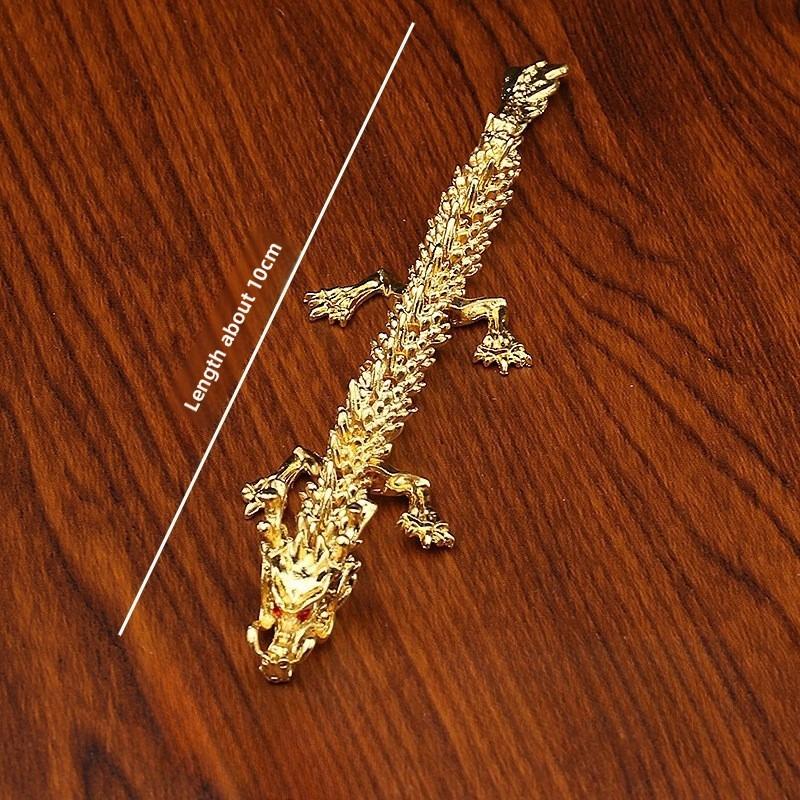Flexible Jointed Golden Dragon Figurine Five-Claw Alloy Statue for Home Office Decor & Feng Shui Blessing