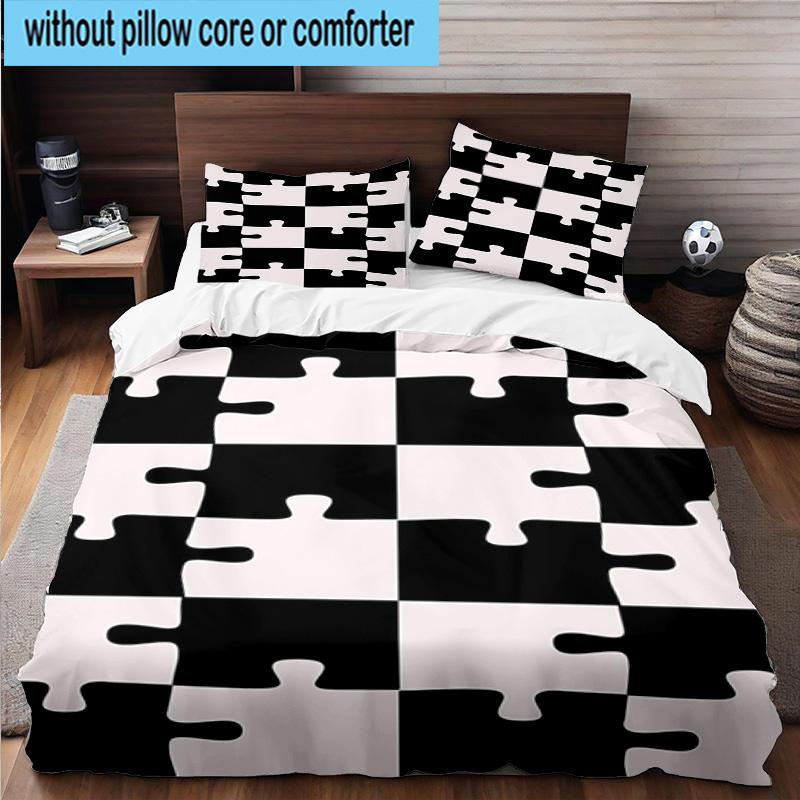Abstract Puzzle Pattern 3pcs Bedding,Including 1pc Duvet Cover And 2pcs Pillowcases Perfect for Christmas,Ideal for Bedroom, Dormitory