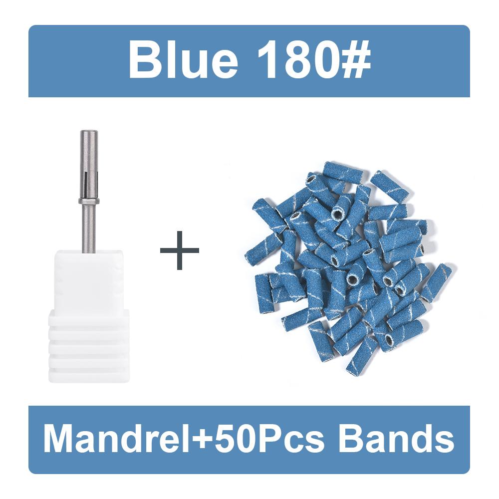 50Pcs 3MM Mini Nail Sanding Bands With Shaft 3/32" Nail Drill Bits Sand Bands Dead Skin Calluses Nail Gel Remove Nail Tool Set