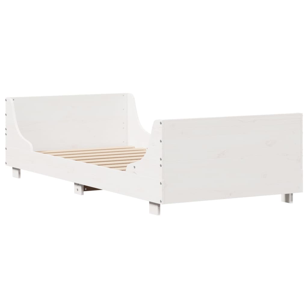 Solid Wood Bed Frame without Mattress White 75x190 cm Pine Wood
