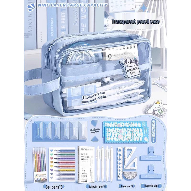 9-Tier Large Capacity Flip-Top Pencil Case for Girls and Boys - Ideal for Elementary and Junior High School Students