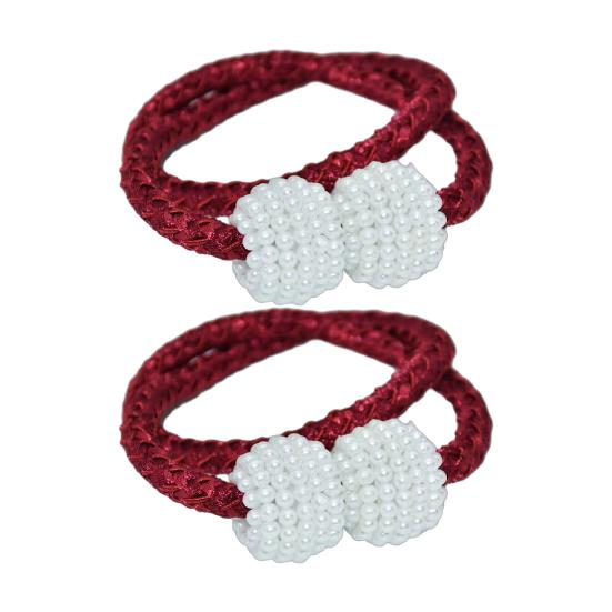1 Pair Magnetic Curtain Tiebacks, Woven Rope Beaded Curtain Holders, Decorative Drapery Holdbacks for Living Room Bedroom