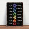 Arte da Parete Metallica Vintage con Energia dei Chakra Decorazione per Sala Yoga Cartello in Latta