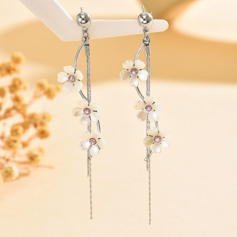Versatile Pendant Earrings Resin Flower Earrings Elegant Fringe Hoop Earrings Party