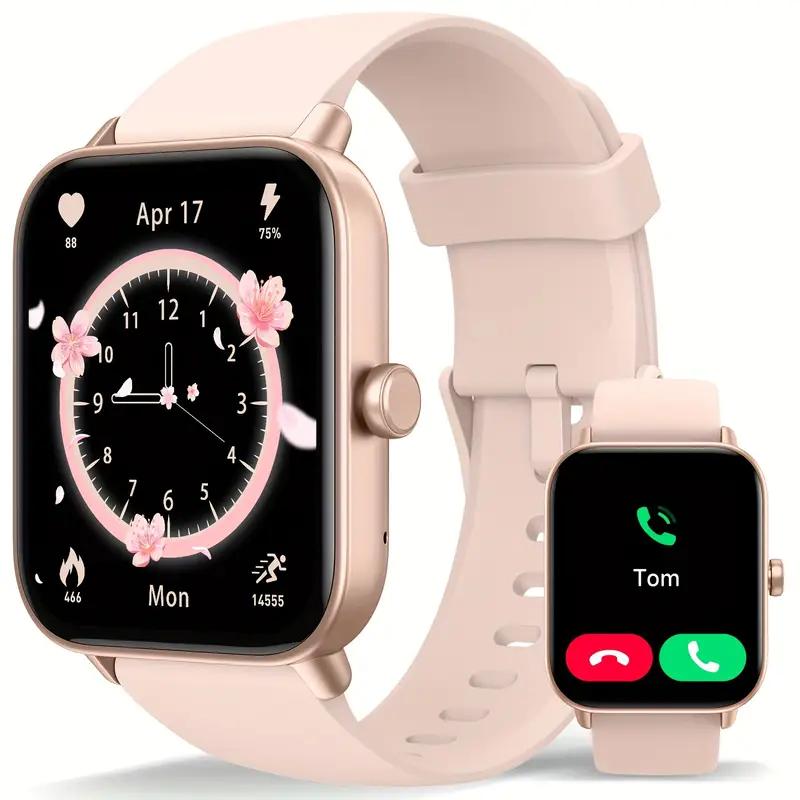1 PC Smart Watch für Frauen Männer Drahtlose Anruf ( Anrufe annehmen/tätigen ) , 1,8-Zoll-Fitnesstracker mit HD-Bildschirm, 100+ Sporttracker-Uhr mit integriertem Alexa