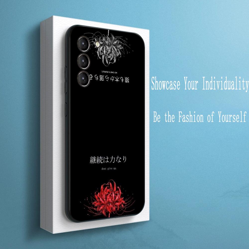 Japan art red spider lily pattern Phone Case For Samsung Galaxy S26 S25 S24 S23 S22 S21 Plus Ultra Note20 Soft Black