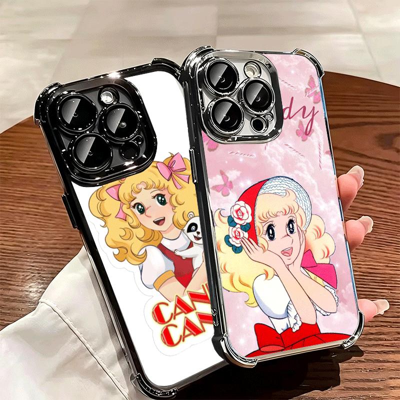 Anime Candy Candy Plating Phone Case For Iphone 16 17 Pro Max Air 16E 14 15 Plus 12 13 Mini Anti-Fall Airabag Cover