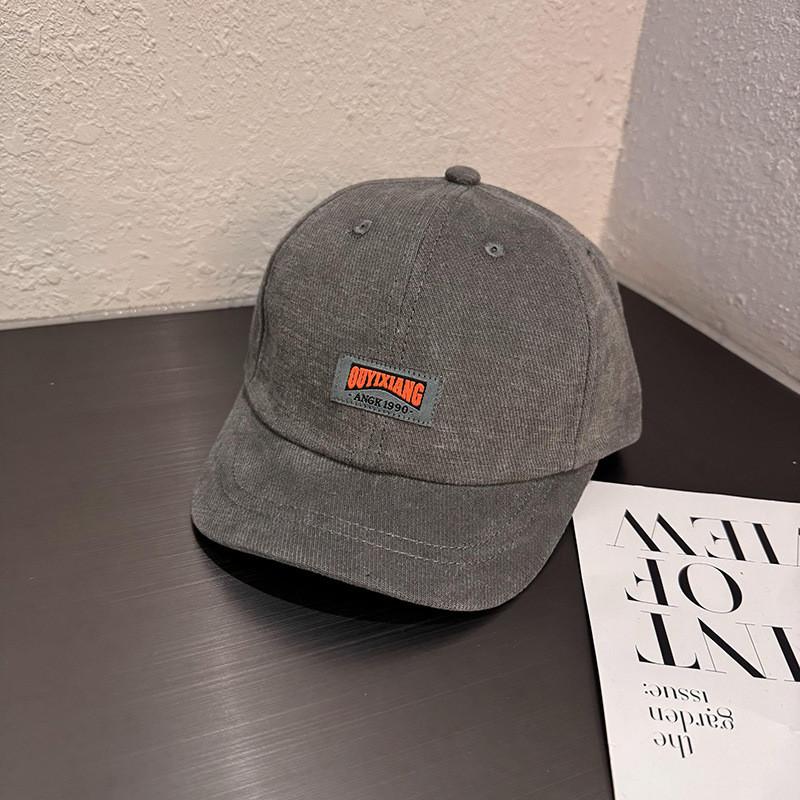 Color Solid Retro Letter Soft Top Fitted Cap Sunshade Ventilation Men Women