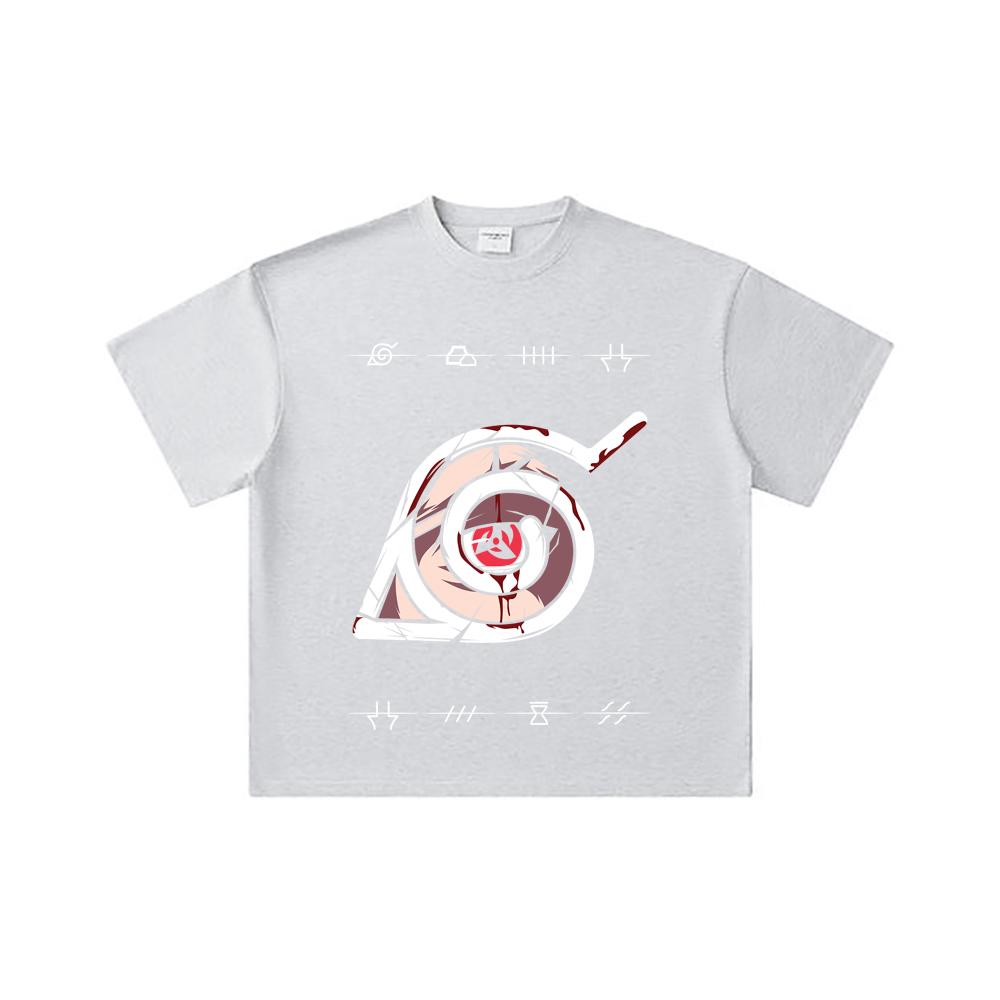 260 GSM Double Yarn 32 Count 100% Cotton Naruto V19 Sharingan Print Unisex Heavy Cotton T Shirt