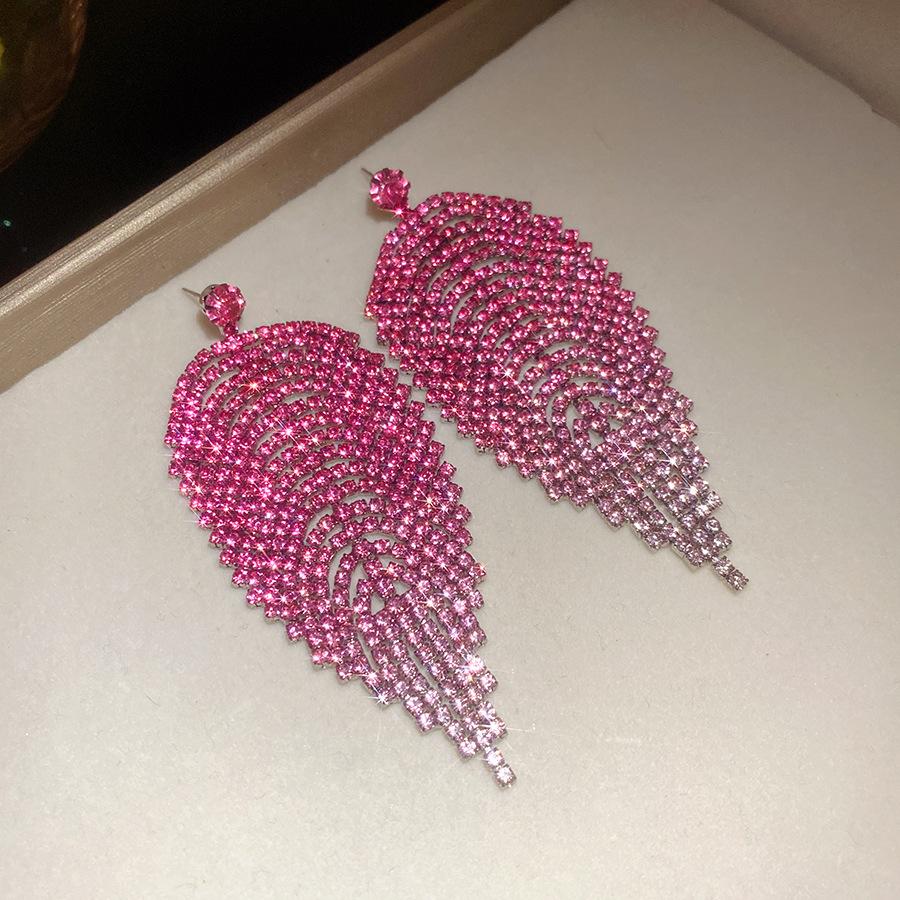 

Silver needle diamond leaf fringed earrings retro fashion exquisite earrings light luxury high-end earrings design sense niche