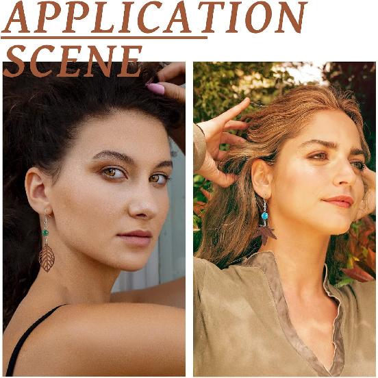 Wood Leaf Earring Cheriswelry Natural Wooden Dangle Earrings Making Kit Coconut Brown Wood Leaf Charms Brass Earring Hooks Jump Rings for Women