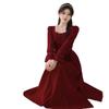 2025 Autumn/Winter Plus Size Red Long Sleeve Engagement & Formal Dress