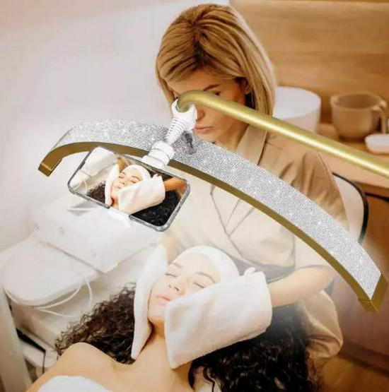 24.5" Half-Moon U-Shaped LED Beauty Lamp for Eyelash Extension & Eyebrow Tattooing - Warm Light, Eye Protection