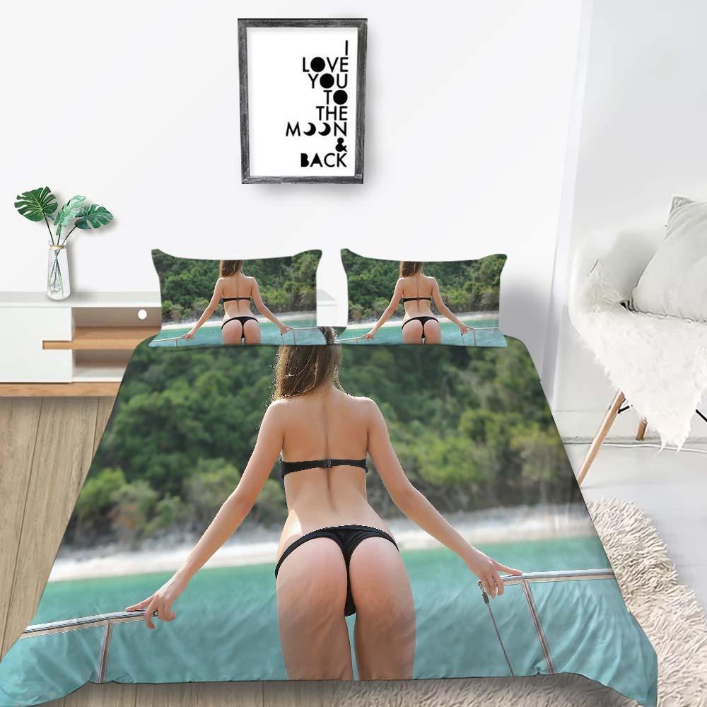 Bikini Duvet Cover 3D Printed Bedding Set, Down Duvet Cover Pillowcase, Ultra-fine Fiber Bed Cover, Men's and Women's Single Double Bed