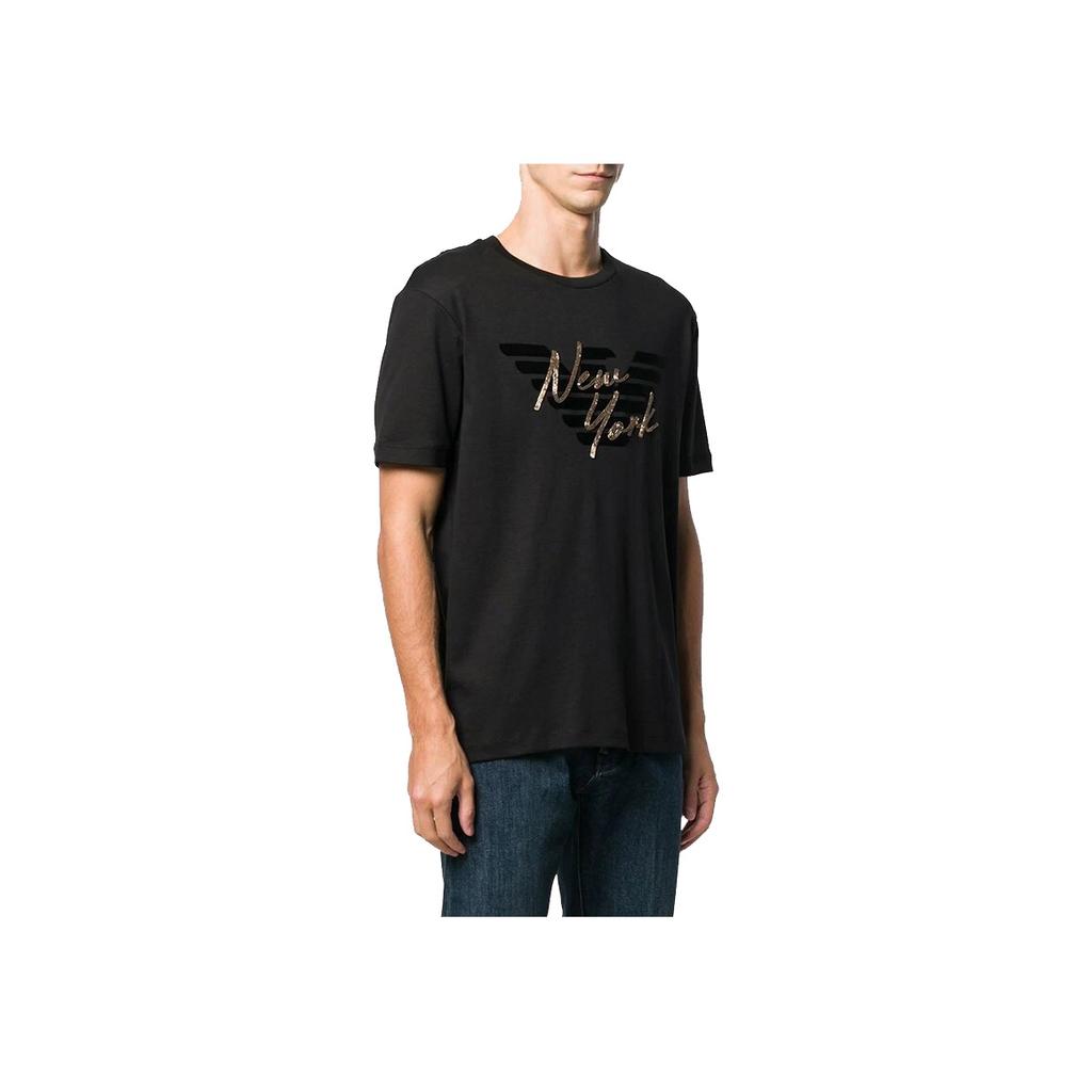 Emporio Armani Ss22 Solid Color Letter Print Casual Crew Neck Short Sleeve T-Shirt Men Tops Black 6G1TF0-1JPRZ-0999