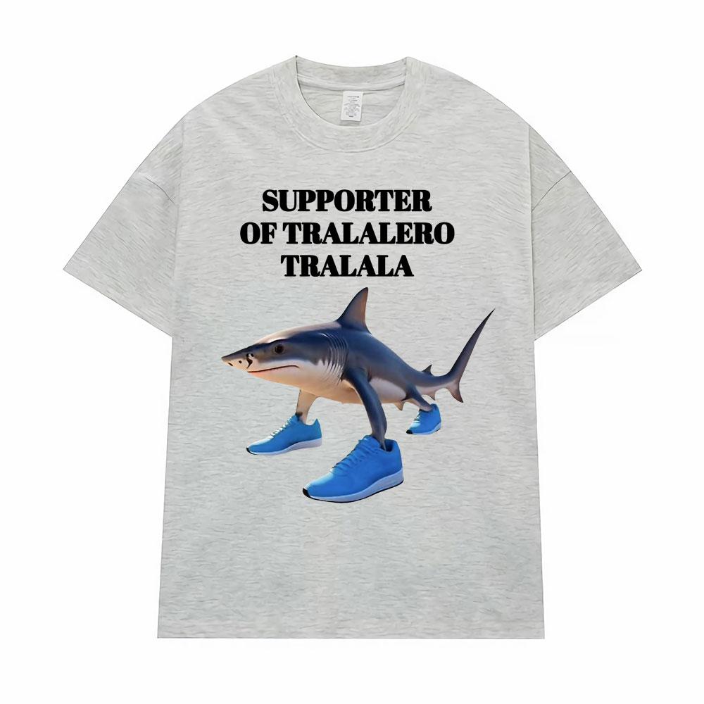 Fun Shark Emoji Print 100 Cotton Men Woment Tshirt Summer Autumn Daily Outdoor Sports Party Casual Loose Street Short Sleeve S
