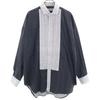 L&M FORMALS 70s Vintage Striped Pattern Long Sleeve Two-tone Pleated Dress Shirt Men's Used