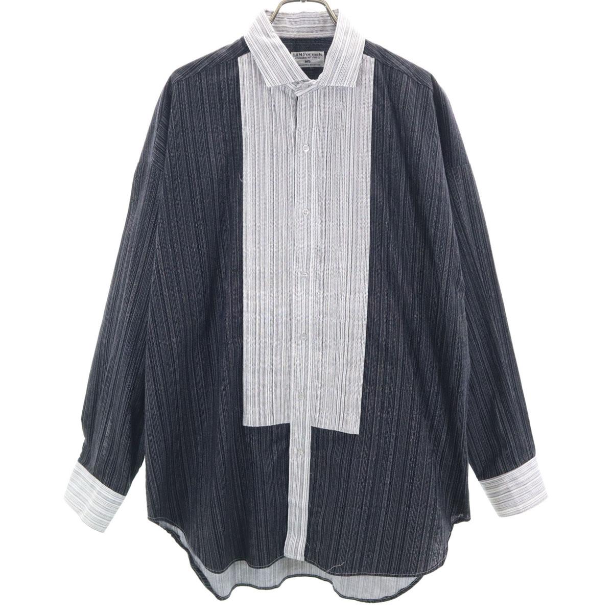 

L&M FORMALS 70-е винтажная рубашка с длинным рукавом в полоску, двухцветная, плиссированная, мужская, б/у