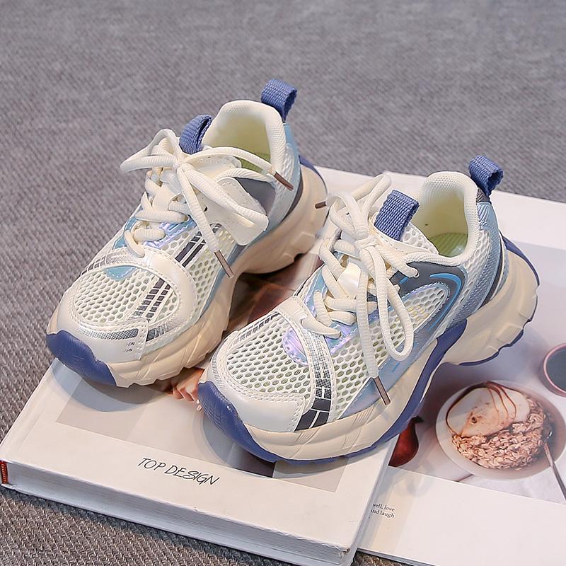 Students Tennis Shoes Mesh Breathable Kids Running Shoes Non-slip Thick Soft Sole 2025 New Children Basketball Shoes Trendy