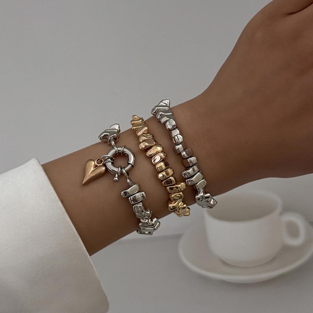 3Pcs/Set Irregular CCB Stone Chain Bracelets Jewelry Party Accessories Geometric Heart-Shaped Pendant Bracelet 2025 New