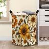 1pc Laundry Basket, Floral Print Dirty Clothes Basket, Foldable Storage Basket with Handle, Polyester Material, Perfect for Tidying Rooms And Storing 