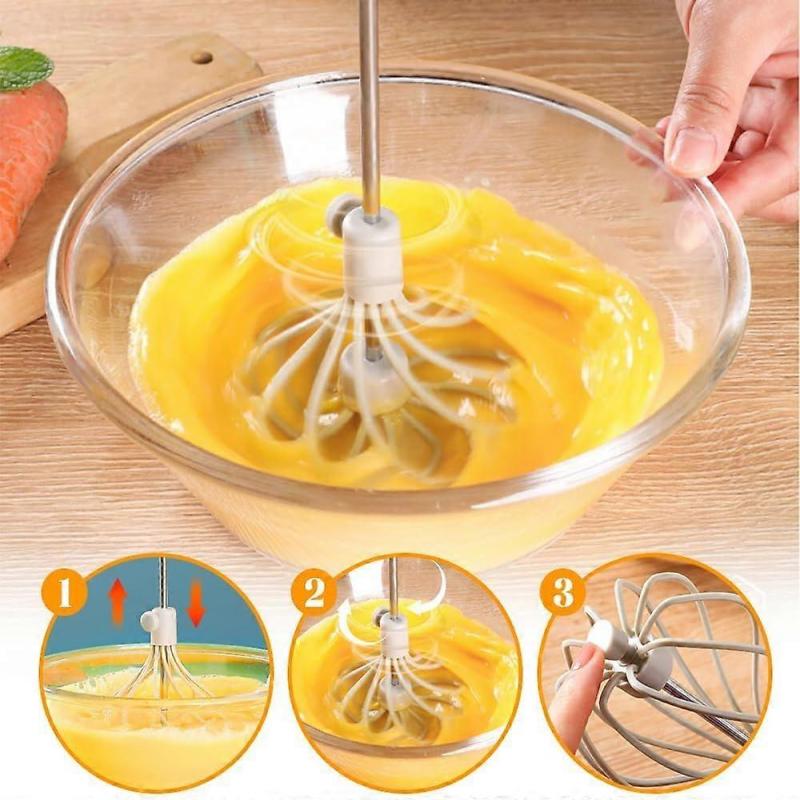 Stainless Steel Semi-Automatic Egg Beater Adjustable Small Household Manual Rotary Egg Whipping Whisk