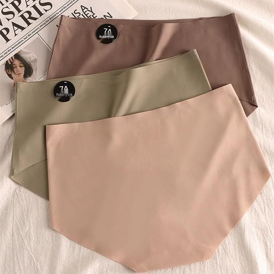 7A Nahtlose Damen Unterwäsche mit mittlerer Leibhöhe aus Maulbeerseide mit antibakteriellem Schritt für Teenager - Kein Verrutschen, Sport Yoga, Eis-Seide, Heißer Verkäufer
