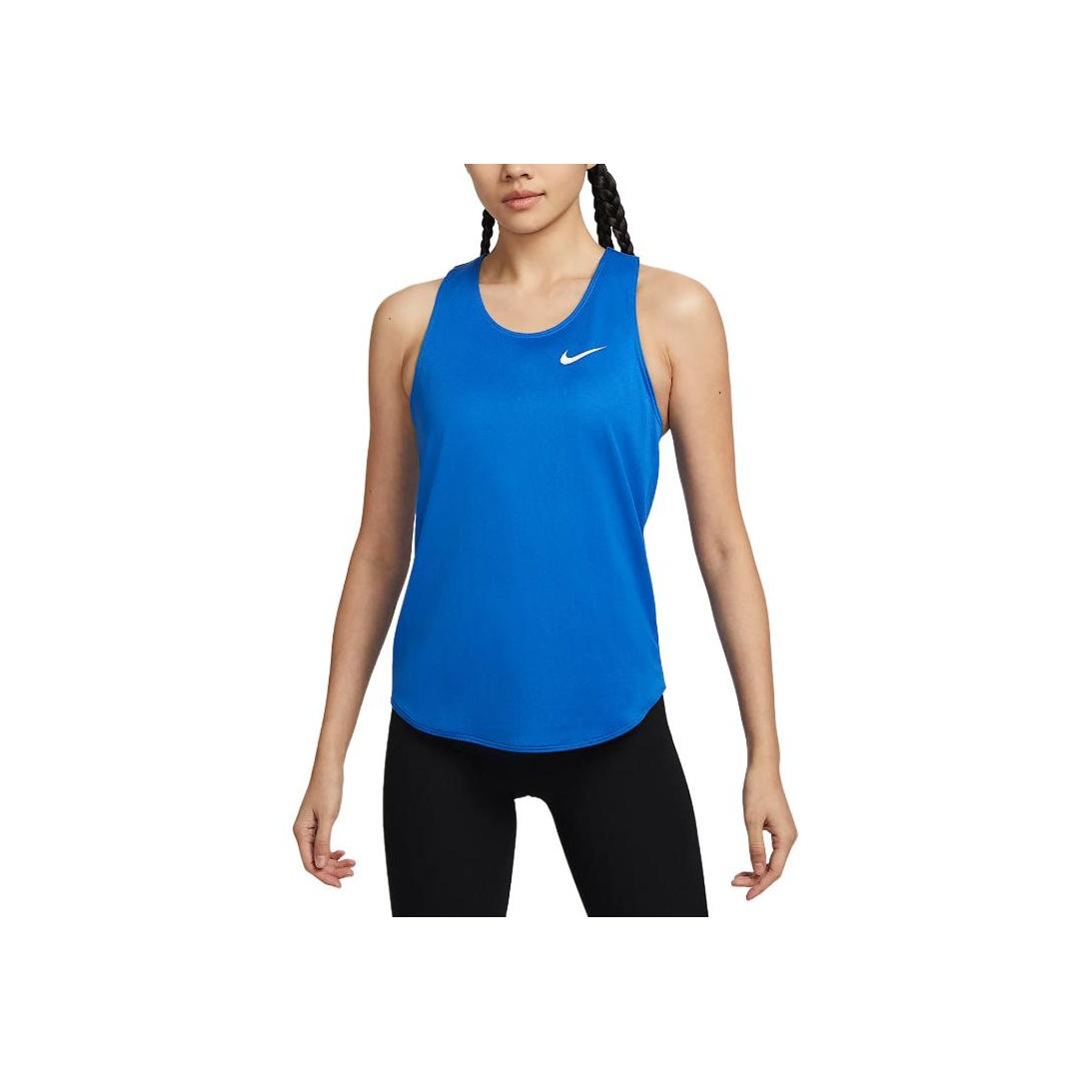 

Nike Dri-Fit Fast Lightweight Soft Stylish Solid Color Tank Top Women Tops Blue IB8751-450 XS