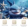 1 Piece Shark Print Polyester Shower Curtain - Fun Ocean Adventure Design, Bathroom Accessories | Underwater Scene Decoration