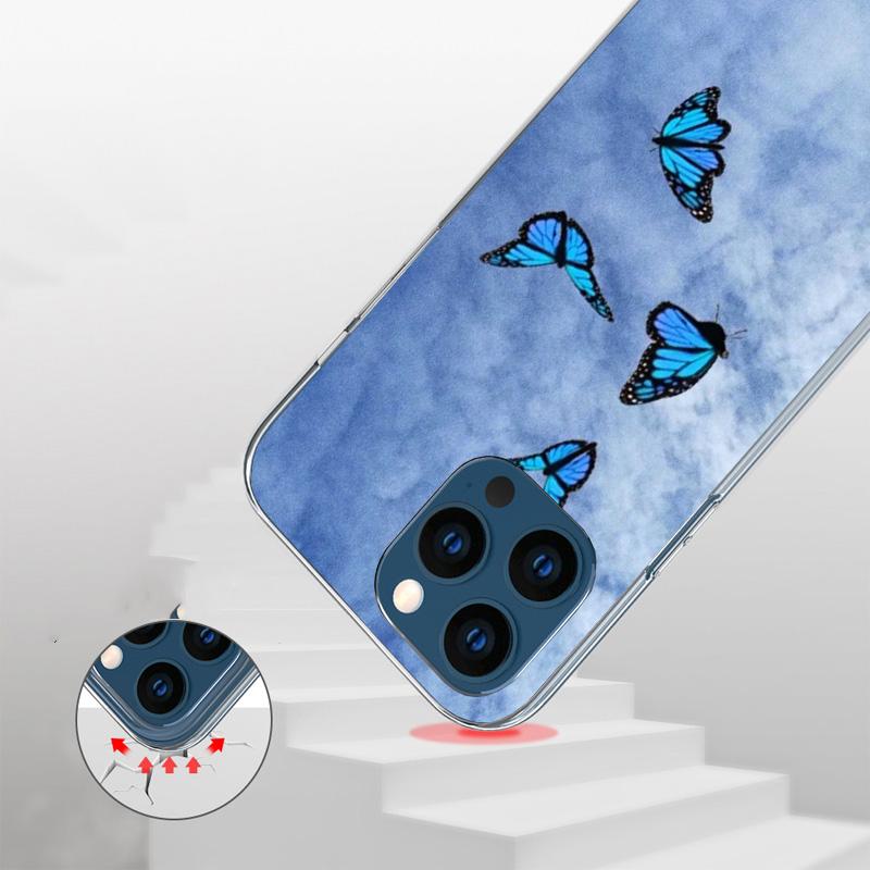 Blue Butterfly Beautiful Wing Phnoe Case for Iphone 17 Air 16 16E 11 12 13 Mini 14 Plus 15 Pro Max 7 8 + SE 2020 Phone Cover Coq