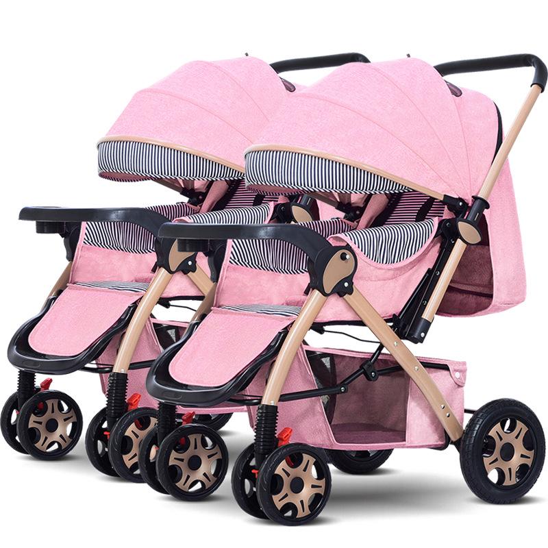 Lekki Wózek Bliźniaczy: Składane, Opcja siedzenia i leżenia dla dzieci