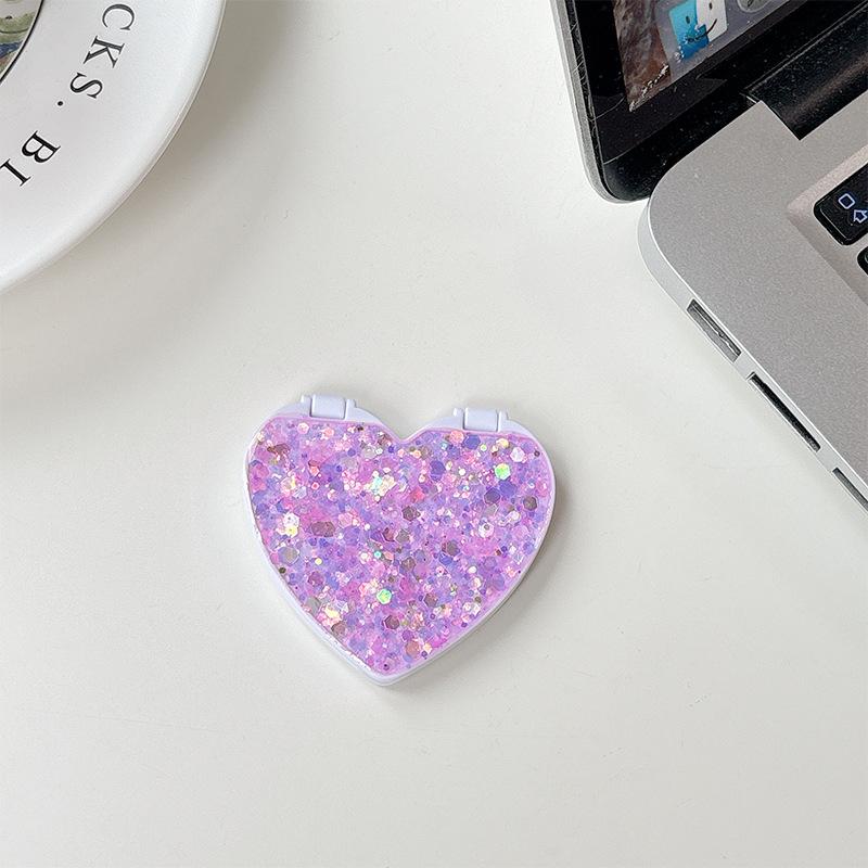 Flip Cover Love Mirror Mobile Phone Decoration Paste Desktop Support Watching Drama Epoxy Sequins Xiaoqing Fresh Wind Women'S Models