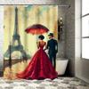 Romantic Paris Walk Artistic Waterproof Shower Curtain for Bathroom Decor, High-Quality Material and Easy to Clean