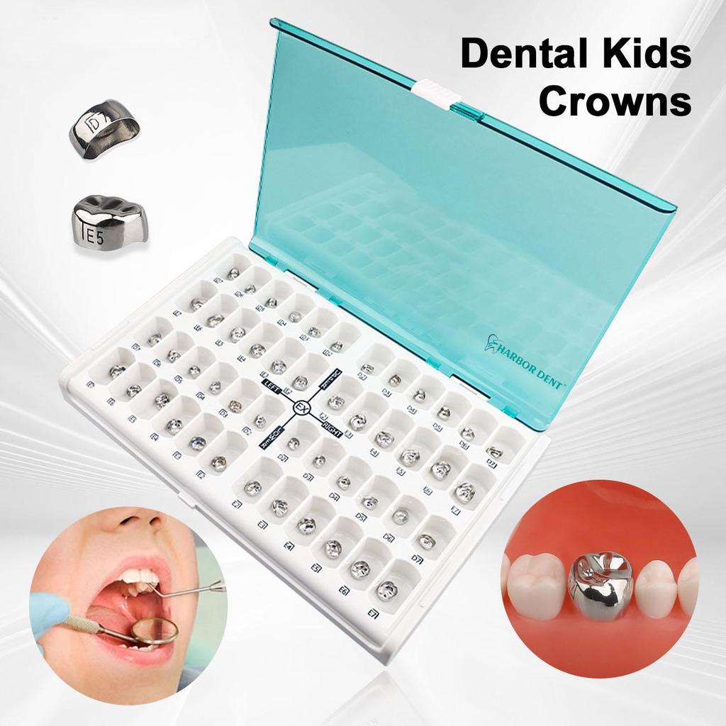 48 stk Dental Primære Molar Crown tenner Preformed Rustfritt stål Midlertidige Kroner Kit Kids Pediatric Dentistry Supply