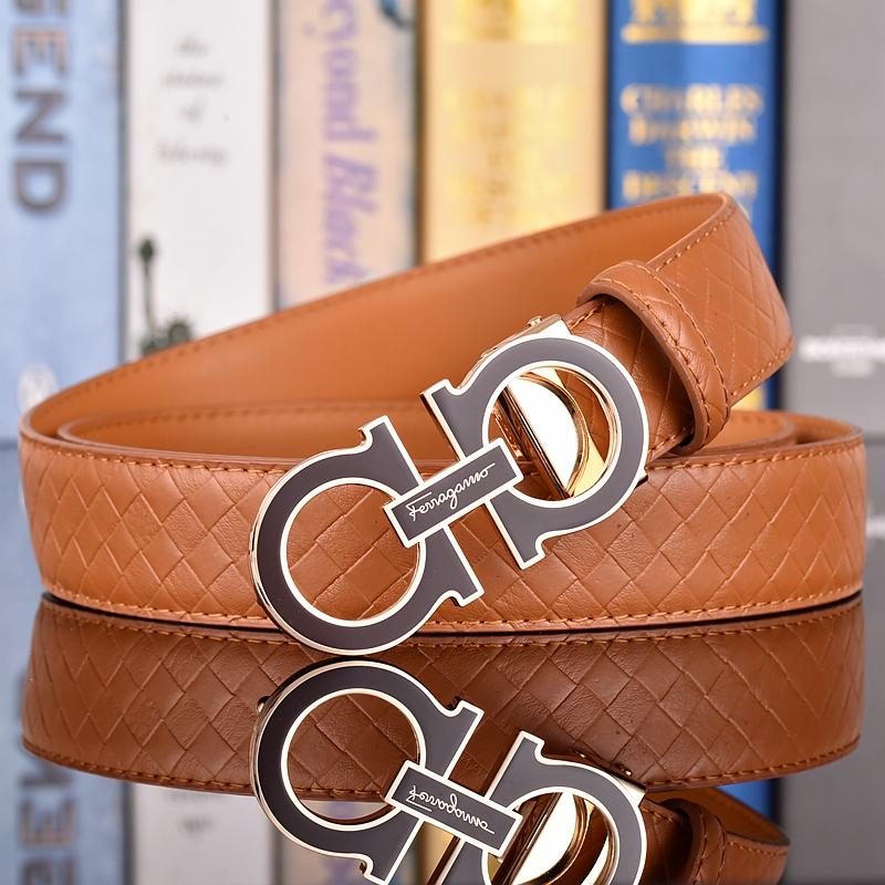 Salvatore Ferragamo Pánský opasek z hovězí kůže 3,3 cm Luxusní značkový designový opasek Oblek Džíny Formální Značka