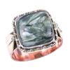 Natural Seraphinite Gemstone Handmade 925 Sterling Silver Two Tone Ring S.8 R3q72