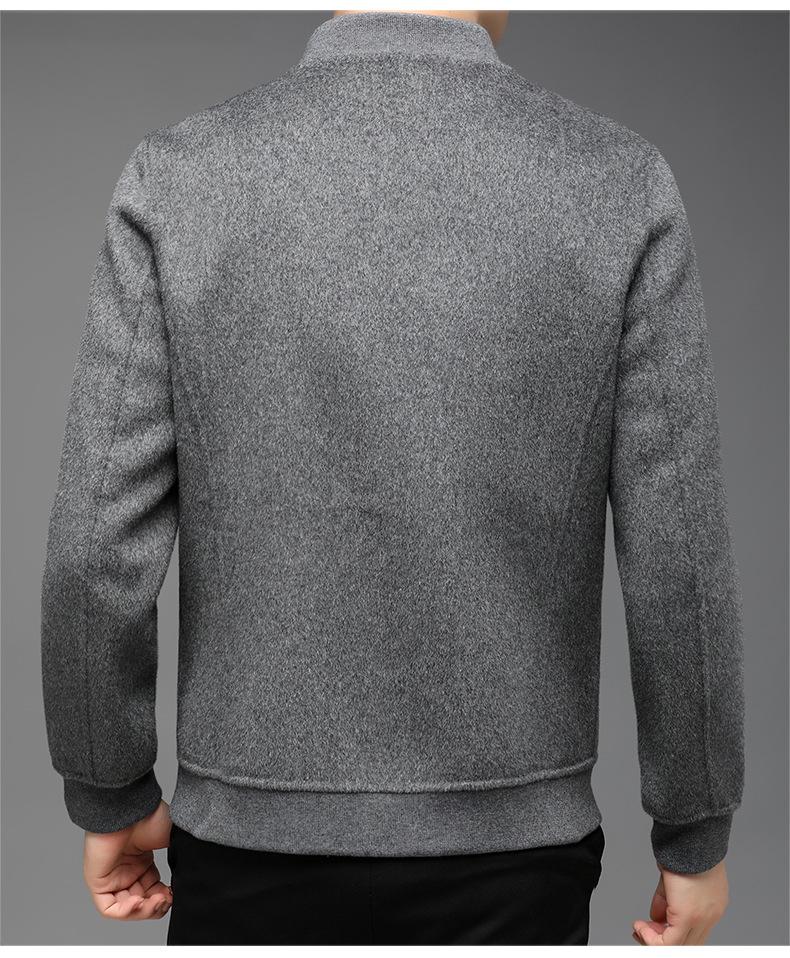 Men's Winter Wool Coat with Stand Collar - Casual, Loose-Fit Cardigan for Middle-Aged and Young Men