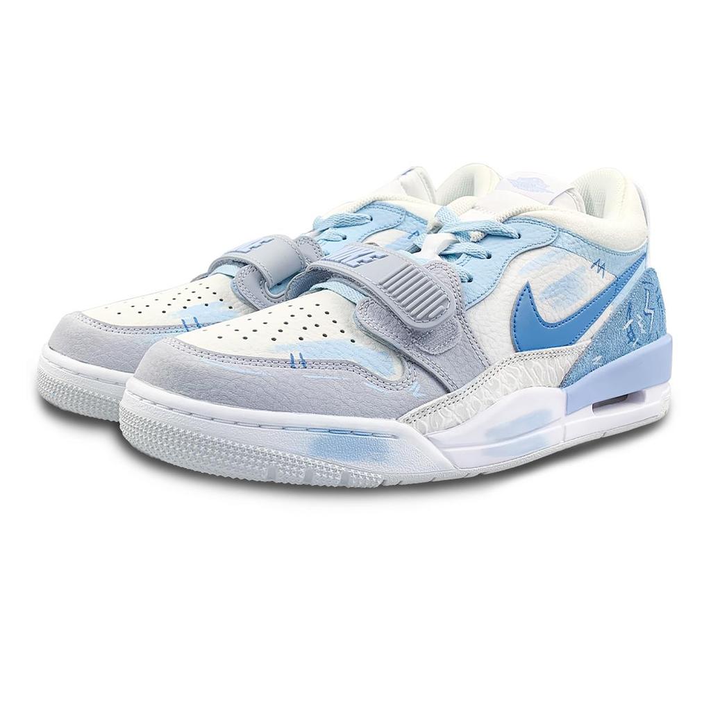 Jordan Legacy 312 Slip Resistant Abrasion Resistant Low top Vintage Basketball Shoes Men's White Blue HQ1190-101(Team116-)