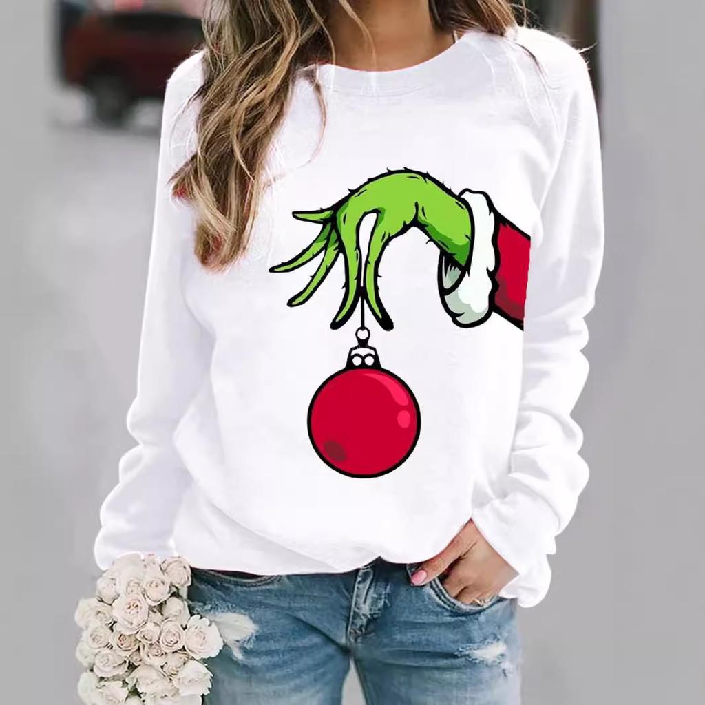Christmas, printed long-sleeved crew neck sweater