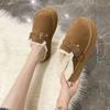 Baotou Half Slippers Women Wear Thick-soled Retro Velvet Lamb Wool Cotton Drag Women In Winter