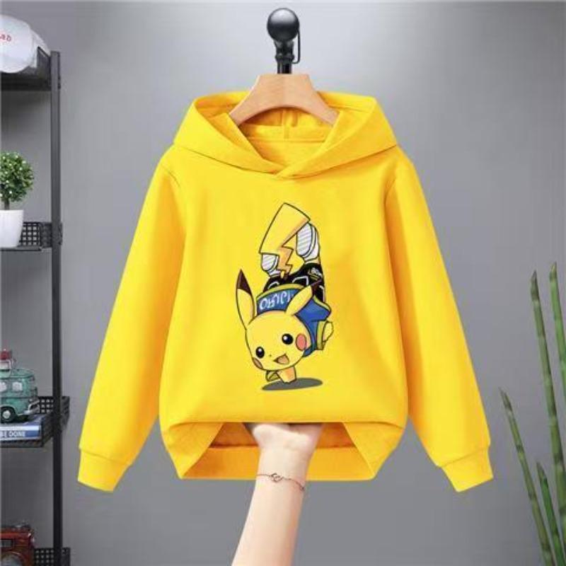 Jungen Freizeit-Hoodie Herbst Winter Modisch Kreativ Niedlich Cartoon Pikachu Warmer Bequemer Hoodie