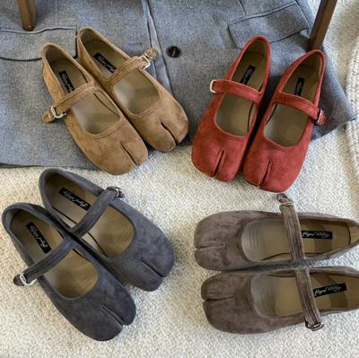 2025 Japonský štýl Tabi Ninja topánky Dámske Retro semišové balerínky s rozdelenou špičkou Loďkové topánky Femme Mary Jeans Mokasíny Balerínky