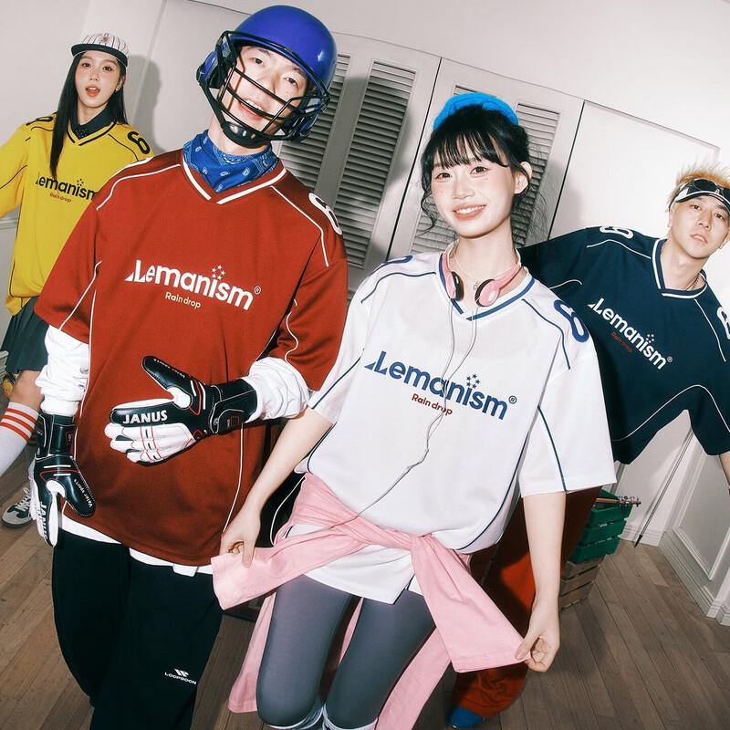 

LEMANISM American Style Letter Jersey T-Shirt L