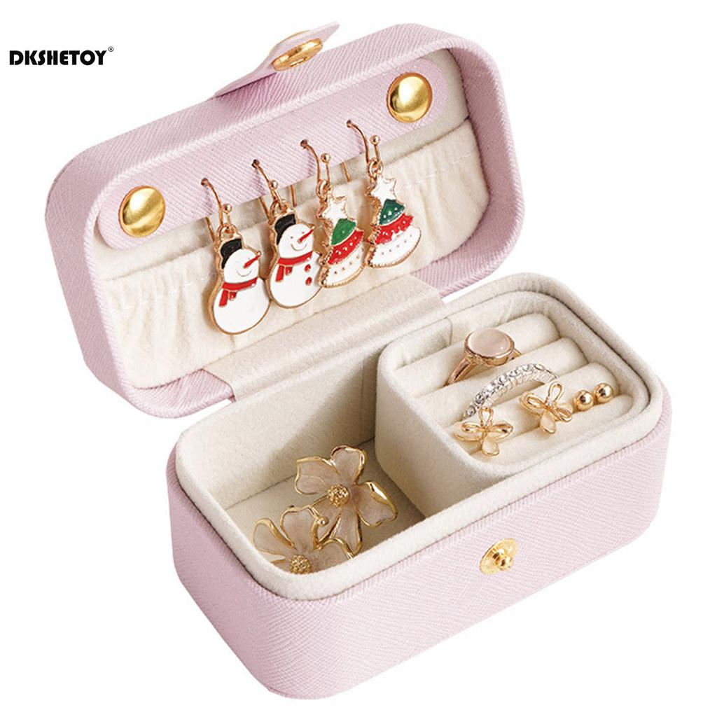 Mini Faux Leather Jewelry Box Multiple Compartments Jewelry Display Case for Travel Rings Jewelry Holder