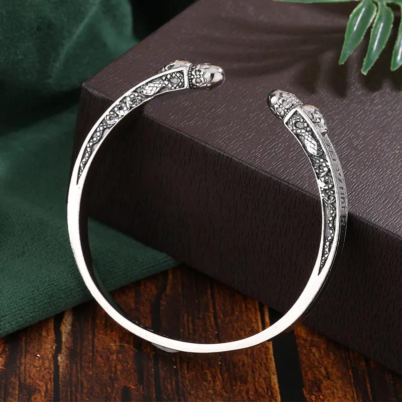 Hip Hop Skull Bracelet Snake Totem Retro Open Bracelet Couple Style Bracelet