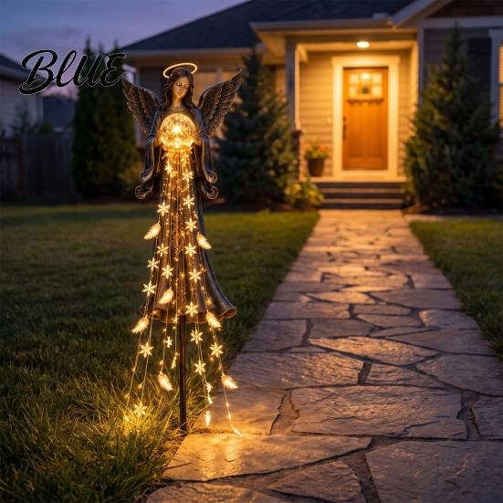 Automatic Charging Yard Decor Solar Angel Remembrance Garden Light LED Blessing Statue with Warm Cascading Outdoor Christmas Ornaments Memorial