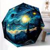 Starry Night Automatic Umbrella - One-Touch Open Portable Windproof Umbrella with 8-Rib Design, Vibrant Van Gogh-Inspired Art