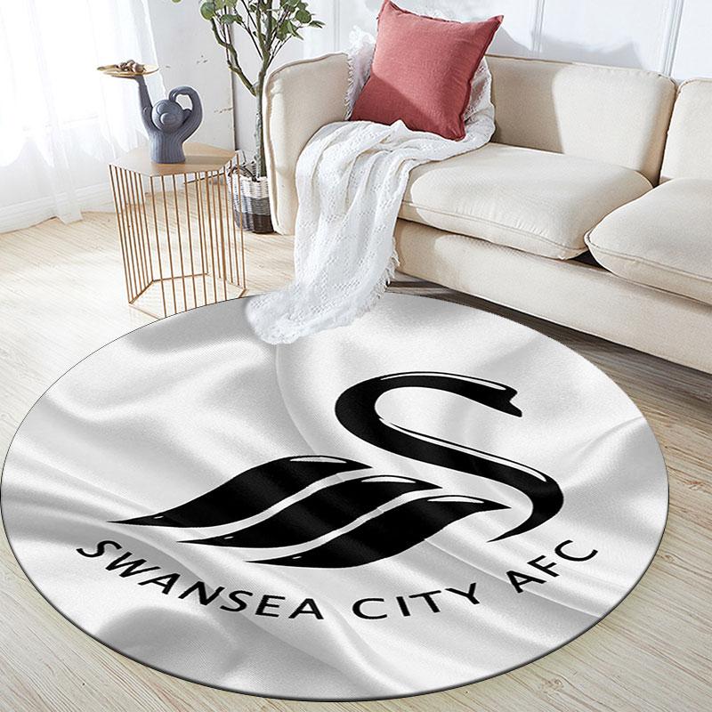 Swansea City logo pattern round rug,Carpet Rug for Living Room Bedroom Playroom ,Non-slip Floor Mat,Holiday Gifts and Birthday Gifts.