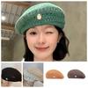 Vintage Hollowed Out Beret Hat Japanese Style Crochet Knitted Cap Elegant Weave Painter Hat  Spring